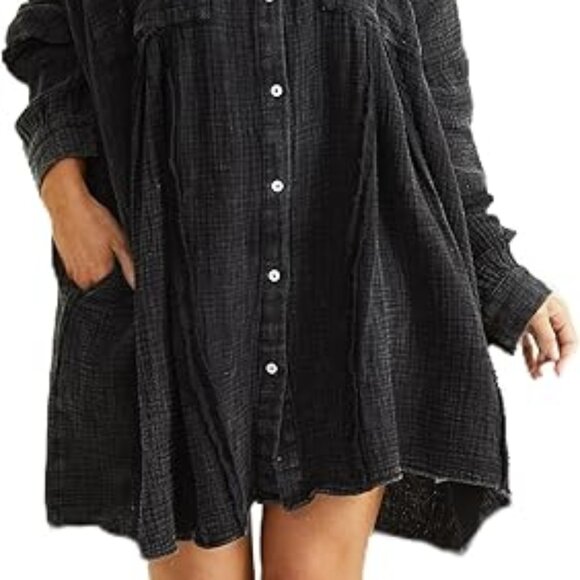 Altar'd State Classic Black L/S Shirt Versatile Comfortable w/pockets $74.95 tag - Picture 3 of 10